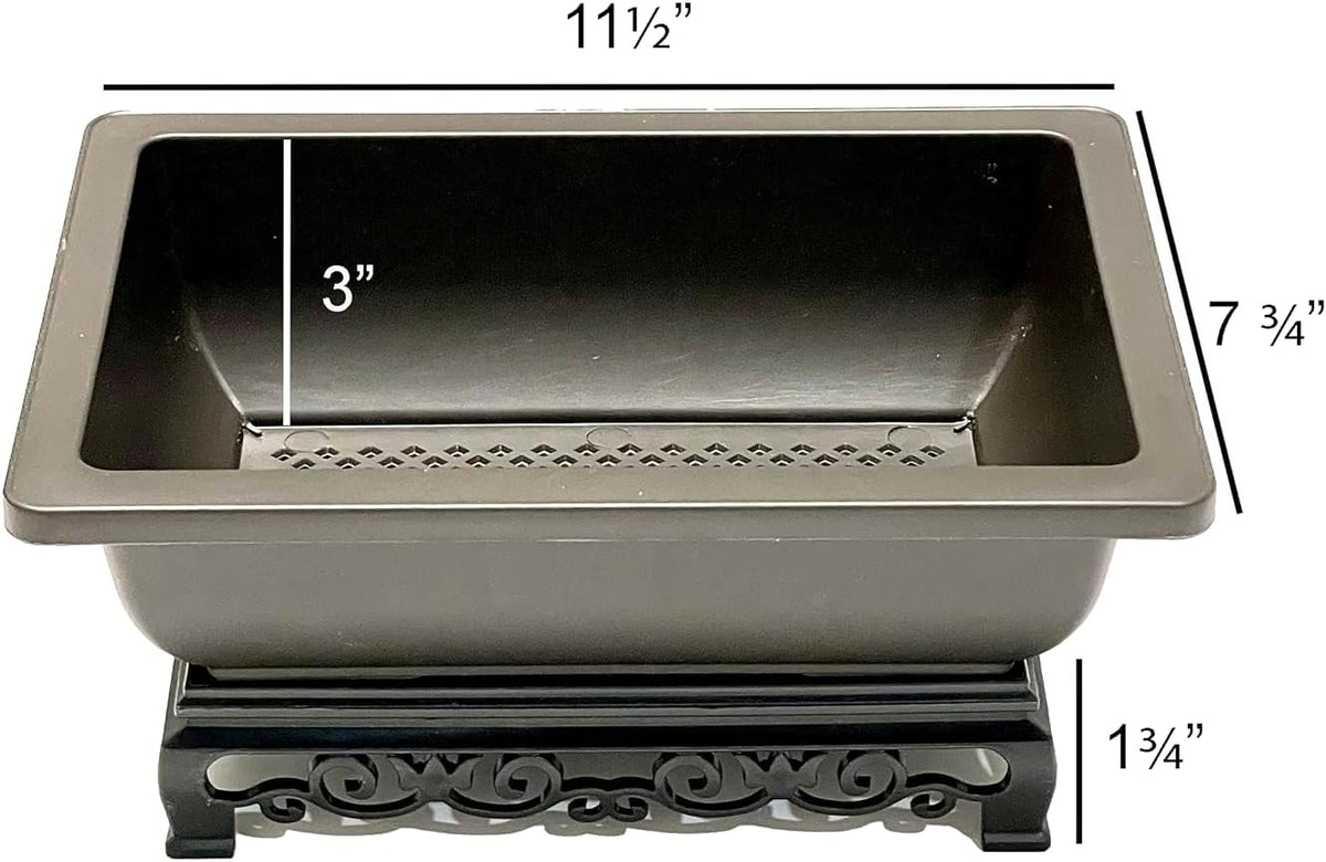 Planter Pots 2-Pack, 11.5 Inch Brown Recycled Plastic Bonsai Pots