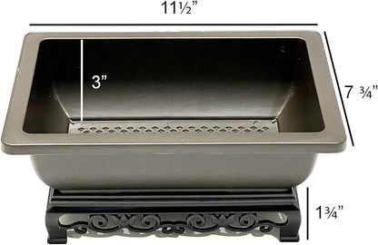 Planter Pots 2-Pack, 11.5 Inch Brown Recycled Plastic Bonsai Pots