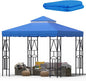 10x10 Canopy Replacement Top Double Tiered Gazebo Cover for Yard, Patio & Garden Durable Sunshade Replacement (Blue with lace)