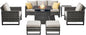 Belord 7 Pieces Patio Furniture Set with 50000BTU Propane Fire Pit Table: Wicker Patio Conversation Set with Outdoor Club Chairs Patio Couch Metal Side Table, All Weather Brown Rattan