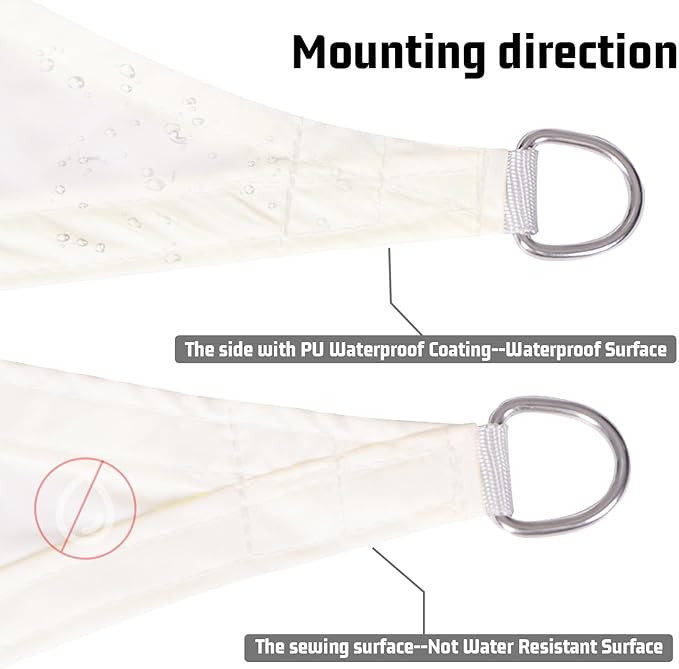 LOVE STORY Right Triangle 7'x10'x12.2' Waterproof Sun Shade Sail Canopy UV Block for Outdoor Patio Backyard Carport,Cream(We Make Custom Size)