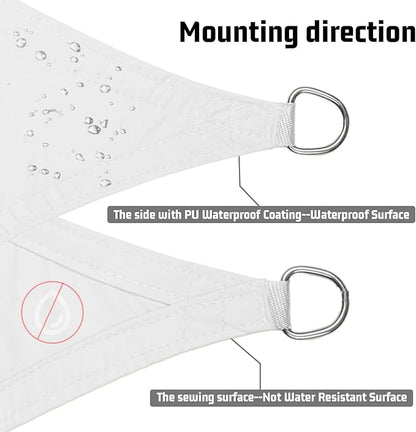 LOVE STORY Right Triangle 7'x10'x12.2' Waterproof Sun Shade Sail Canopy UV Block for Outdoor Patio Backyard Carport,White(We Make Custom Size)