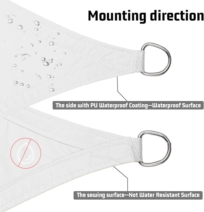 LOVE STORY Right Triangle 14'x16'x21.3' Waterproof Sun Shade Sail Canopy UV Block for Outdoor Patio Backyard Carport,White(We Make Custom Size)