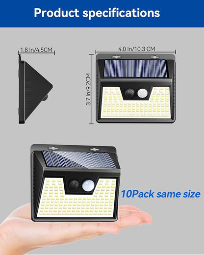 Peasur Solar Lights Outdoor Waterproof [1 Pack/140LED], Warm White Motion Sensor Lights Dusk to Dawn, 3 Modes Solar Fence Security Lighting for Wall Garden Yard Stair Outside