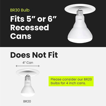 Feit Electric BR30 LED Light Bulb, 100W Equivalent, Dimmable, 1400 Lumens, E26 Standard Base, 2700K Soft White, 90CRI, Flood Light Bulb for Recessed Cans, 22-Year Lifetime, BR30DM/1400/927CA/4, 4 Pack