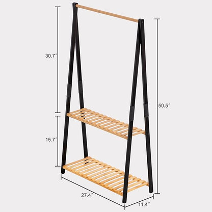COPREE Bamboo 2-tier Hanging Plant Stand Planter Shelves Flower Pot Organizer Rack Multiple Flower Pot Display Holder Shelf Indoor Outdoor Heavy Duty Planter Shelving Unit