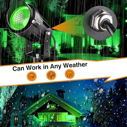 Halloween Christmas Outdoor Spotlights Green Landscape Lights Outdoor Spotlight,2 Pack 110v Plug-in Outdoor Waterproof Green Halloween Christmas Spotlights for Garden Pathway Tree Yard