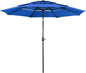 Yaheetech 3 Tier Patio Umbrella 10ft Vented Outdoor Large Market Table Umbrella with 8 Sturdy Ribs and 1.5" Umbrellla Pole, Double-layer Cloth & Push-button Tilting & Crank for Pool/Garden/Lawn Blue