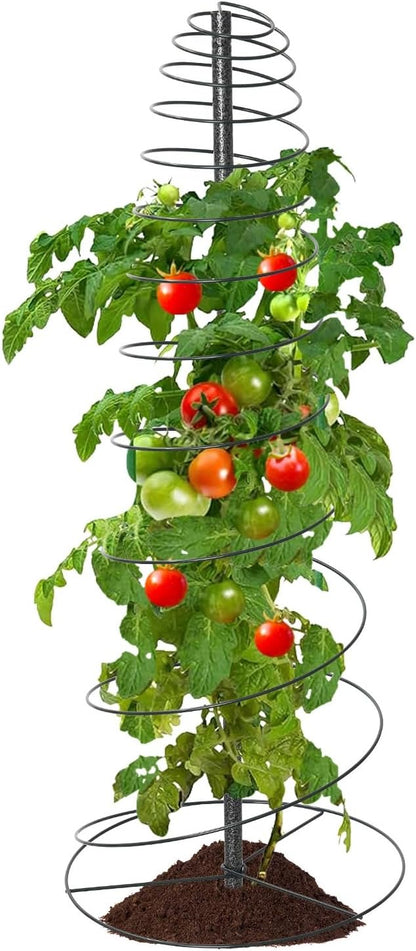 Spiral Trellis for Climbing Plants Outdoor, 45 Inch Tall Heavy Duty Metal Garden Tower, Decorative Plant Support with Anti-Tip Stake,Rustproof for Clematis Pole Beans Cucumber Berry Vines Pots,1 Pack