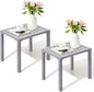 Crestlive Products Outdoor Side Table Set of 2, Aluminum Small Rectangular Coffee End Tables for Patio Balcony Pool Deck(Light Gray)