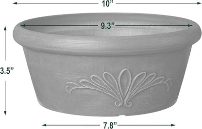 Arcadia Garden Products PSW TA25C Plastic/Stone/Wood Composite Bulb Pan – No Drainage Hole (Drillable), Planter Bowl for Succulents, Bonsai, Fairy Gardens, Herbs,10-Inch, Chocolate