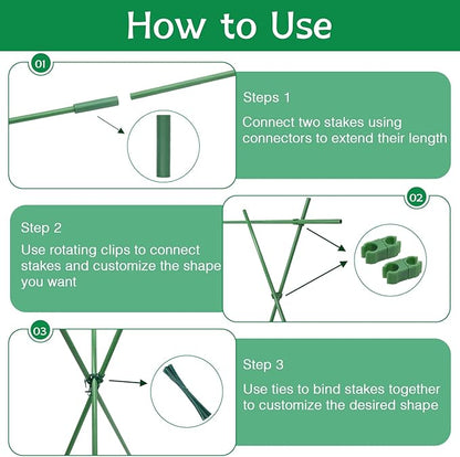 Garden Stakes 17Inch 20Pack, DIY Tall Plant Support Stakes of 4Ft,5Ft,6Ft,7Ft, HAINANSTRY Fiberglass Plant Stake for Indoor & Outdoor Plants, Tomato Vegetable Stakes for Garden