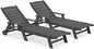 SERWALL Patio Chaise Lounge Chair Set of 2, 78'' Long 5-Positions Adjustable HDPE Outdoor Lounger for Pool, Poly Lounge Chair with Rolling Wheels & Cup Holder for Poolside, Deck, Gray