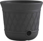 Suncast Lattice Hose Pot for Outdoor Garden Storage, Peppercorn - Holds 300 ft Expandable or 50 ft Standard 5/8" Vinyl Hoses, Resin Hideaway Organizer with Drainage and Water Supply Port