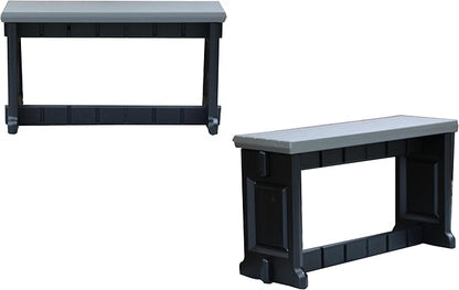 Bench, Deep Grey Top with Black Sides, 2 Pack - Proudly Made in The USA, Click and Lock Hardware-Free Assembly, Durable and Stylish Outdoor Seating