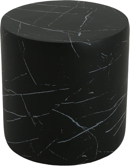 Christopher Knight Home Outdoor Round Side Table,Patio Garden Stool End Coffee Table,Decorative Accent Table for Patio,or Balcony,Lightweight Concrete Material,Black Marble