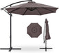 Best Choice Products 10ft Offset Hanging Market Patio Umbrella w/Easy Tilt Adjustment, Polyester Shade, 8 Ribs for Backyard, Poolside, Lawn and Garden - Deep Taupe