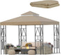 119''x119'' Canopy Replacement Top Double Tiered Gazebo Cover for Yard, Patio & Garden Durable Sunshade Replacement(No Frame)(Khaki)