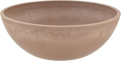 PSW Pot Collection M25TP 10-inch Plastic/Stone/Wood Composite Low Bowl Planter – No Drainage Hole (Drillable), Shallow Indoor/Outer Pot for Succulents, Bonsai, Fairy Gardens, Herbs, Taupe