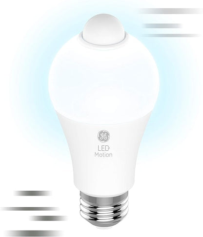 GE LED+ Motion Sensor LED Light Bulbs, 12W, Outdoor Security Lights, Daylight, A21 2 Count (Pack of 4)