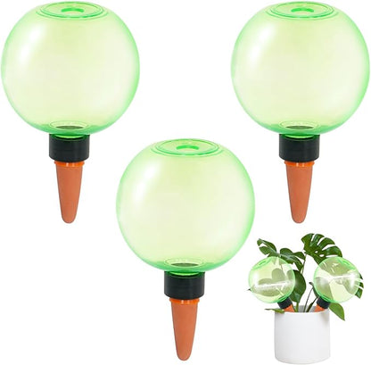 3pcs Large Plant Self Watering Globes, 17.5 oz Plastic Water Bulbs Top Fill, Plant Watering Devices System Slow Release Terracotta, Water Spikes Stakes for Indoor(3pack)