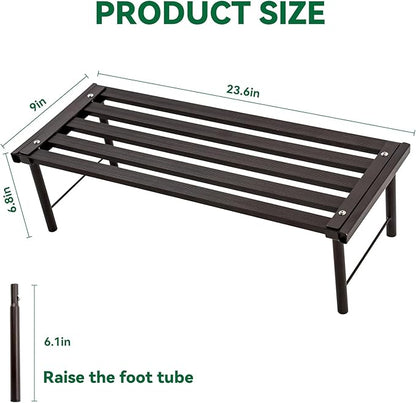 Metal Plant Stand, Rust-proof Aluminum Flower Pot Stand, Heavy Duty Planter Display Shelving for Patio Balcony Garden Living Room Decorative (Ebony, 23.6 Inch)
