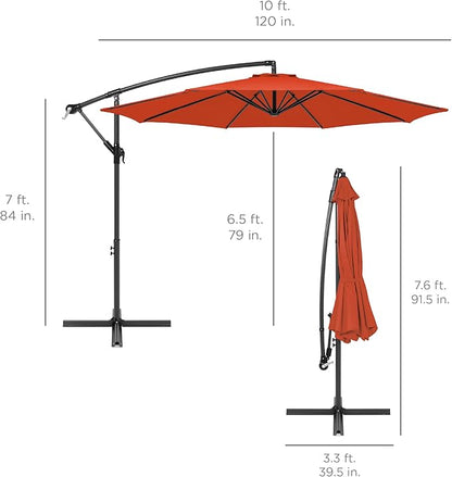 Best Choice Products 10ft Offset Cantilever Hanging Market Patio Umbrella, 8 Sturdy Ribs, Easy Adjustment - Rust