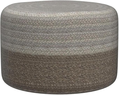 S & L Homes Pouf Ottoman - 100% Jute Braided Footrest Pouf Hand Knitted Traditional Cord Boho Pouffe for Living Room, Bedroom, Nursery, Patio, Lounge Colorblock - Natural Ivory (18”x18”x12”)