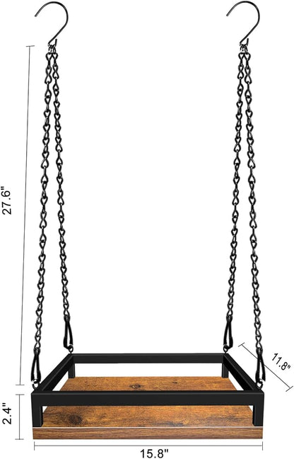 Plant Hanger Indoor, 2 Pack 16" Wooden Hanging Plant Holder with Metal Frame Large Hanging Planter for Indoor Plants Load 50LB Hanging Plant Shelf with 27.6" Long Chain, Ideal for Heavier Pots
