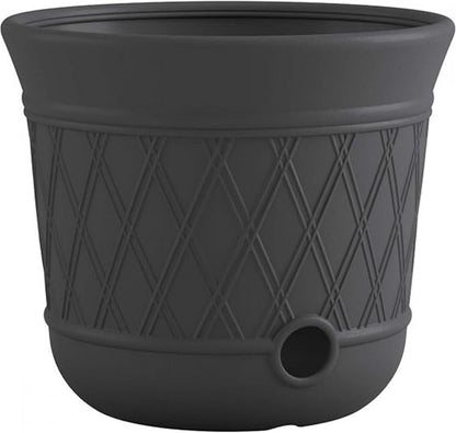 Suncast 8 Pack 14" x 12" Round Resin Decorative Weatherproof Outdoor Hideaway Standard Garden Hose Storage Pot with Drainage Holes, Gray
