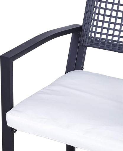 Outsunny 3pcs Patio Bar Set with Soft Cushion, Rattan Wicker Outdoor Furniture Set for Backyards, Lawn, Deck, Poolside