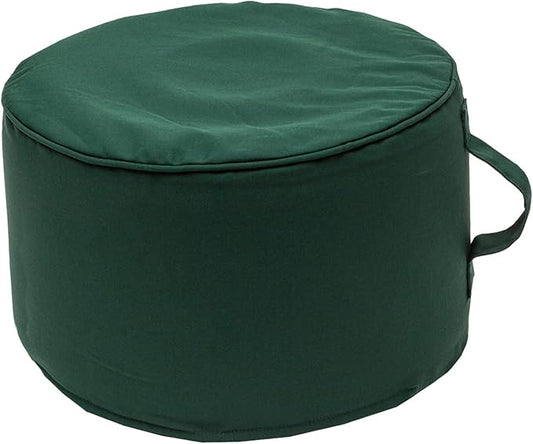 QILLOWAY Indoor/Outdoor Inflatable Stool,Round Ottoman,All Weather Foot Rest for Camping or Home,Mallard/Forest Green