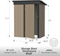 Storage Shed, Brown Galvanized Steel Garden Shed with Lockable Door