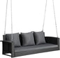 Outvita Porch Swing, 5FT Hanging Outdoor Porch Swings for Adults, Wicker 3 Person Patio Swing, with Cushion, Pillow and Chain for Garden, Backyard, Weight Capacity - 1000lbs