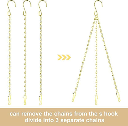 RIFNY Gold Chain for Hanging Plants, 20 Inch Small Plant Chains for Hanging Baskets Kits with Hooks for Bird Feeders Planters Billboards Lanterns Wind Chimes Ornaments Outdoor Indoor Use (10 PCS)