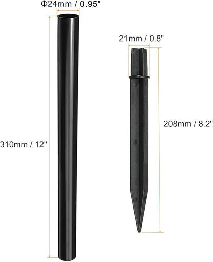MECCANIXITY Plastic Ground Spikes 8.2 Inch Landscape Stakes with Extension Pole Light Replacement for Solar Torch Lamps of Garden Pathway, 2 Set