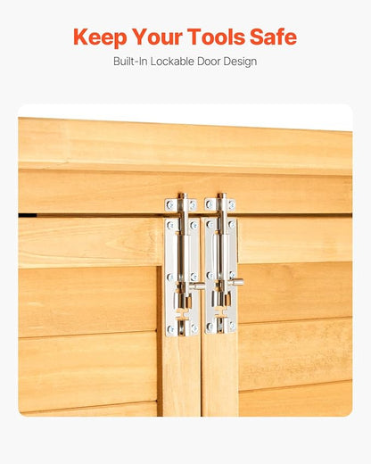 VEVOR Outdoor Storage Shed, Large Wooden Outside Storage Cabinet with Waterproof Roof and Metal Frame, Double Lockable Doors Garden Tool Shed Storage House Cabinet with Shelves, 55.1"x23.6"x67.5"