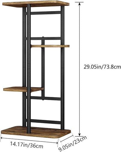 LINZINAR Plant Stand Indoor 4 Tier 5 Potted Multiple Plant Shelf Stands for Garden Corner Balcony Living Room Black