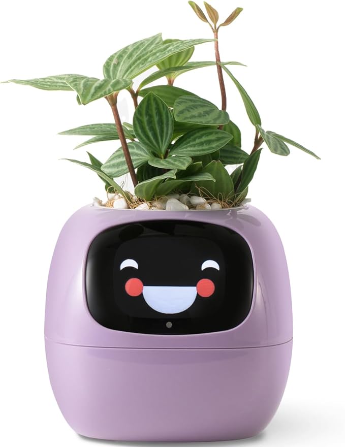 Planter Pot with WiFi App Watering, Purple Plastic, Modern Style