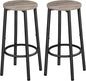 HOOBRO Bar Stools, Set of 2 Bar Chairs, Kitchen Round Height Stools with Footrest, Breakfast Barstools, Sturdy Steel Frame, for Dining Room, Kitchen, Party, Easy Assembly, Greige BG03BY01
