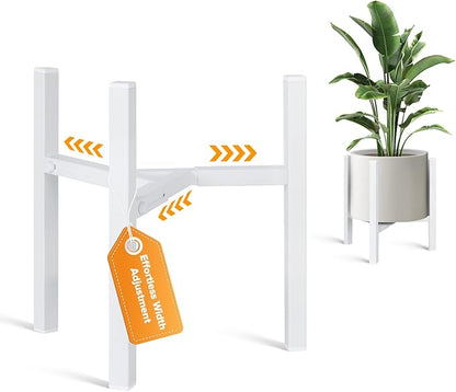Plant Stand Indoor Adjustable, Metal Modern Indoor Plant Stand, Heavy Duty Plant Stands Outdoor Corner, Stable Plant Holder, Fits 8 to 12 Inches Pots, White, 1 Pack, Pot & Plant Not Included