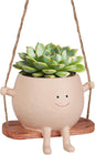 AFFLAT Smiley Face Flower Pot,Swinging Hanging Planter,Resin Smiley Face Hanging Pot,Cute Swinging Planter with Unique Design,Suitable for Indoor & Outdoor Decoration,an Ideal Gift for Festivals