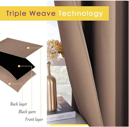 NICETOWN Curtain for Living Room 108 inches Long, UV Blocking Thermal Curtains for Bedroom, Waterproof Outdoor/Indoor Sunlight Shade for Patio, Porch, Dining Room, 52'' Wide, Tan, 1 Panel