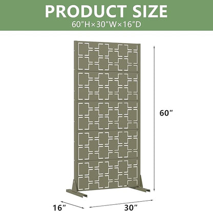 Casaphoria Metal Privacy Screen Outdoor, 60" H x 30" W Freestanding Decorative Privacy Screen for Patio Deck Balcony Garden with Stable Base, Green-Square