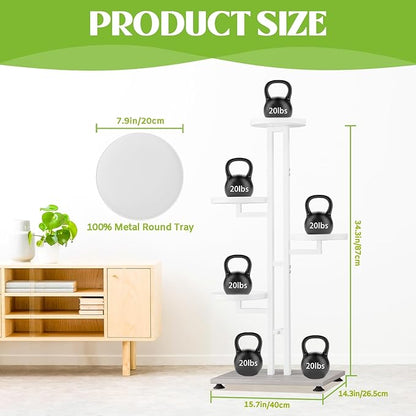 iDavosic.ly 4 Tier Plant Stand Indoor Outdoor, Tiered Corner Multiple Flower Pot Holder Shelf, Metal 34 Inch Tall Display Rack for Patio Porch Living Room Garden Balcony Bedroom, White