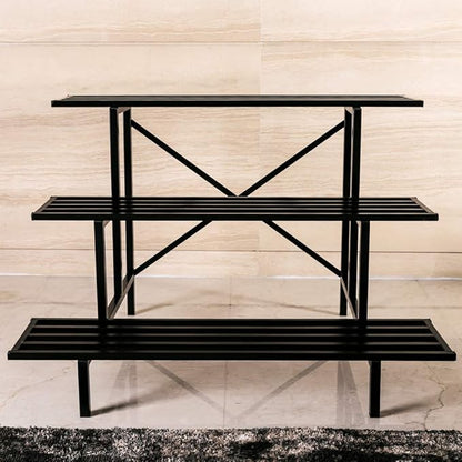 Zhongma 3 Tier Sturdy Metal Plant Stand, L35.43 x W26 x H23.6 inch, Heavy Duty Plant Holder for Home Indoor and Outdoor, 660 LBS Capacity & Heavy Duty Construction