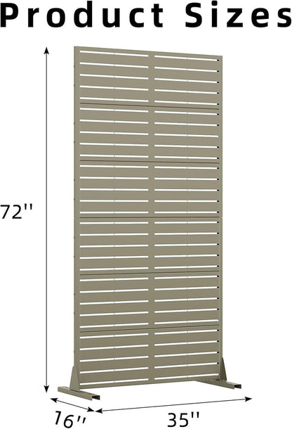 Casaphoria Metal Privacy Screen Outdoor, 72" H x 35" W Freestanding Decorative Privacy Screen for Patio Deck Balcony Garden with Stable Base, Green-Louvered