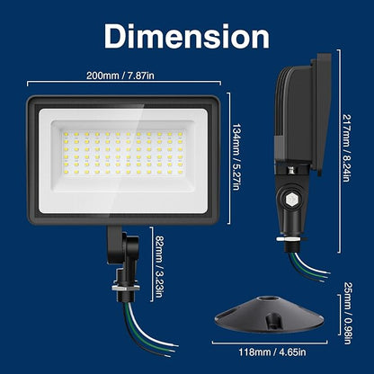 Onforu 65W LED Flood Lights Outdoor with Knuckle Mount, 7800LM Super Bright Garage Security Lights, IP66 Waterproof, 6500K Outside led Lights for Yard, Garage, Garden 2 Pack