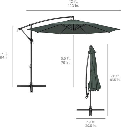 Best Choice Products 10ft Offset Cantilever Hanging Market Patio Umbrella, 8 Sturdy Ribs, Easy Adjustment - Slate