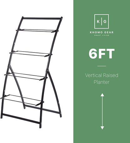KHOMO GEAR Vertical Garden Planter Balcony Garden Outdoor 4 Tier Raised Bed Box with Stacking Planters Indoor Patio Tower for Plants Vegetables Flowers & Herbs